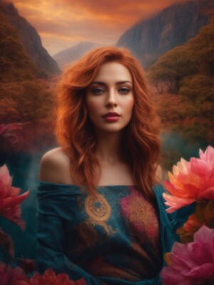 create a beautiful woman with tattoos on arms tattoos on the bac...