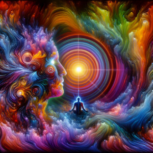 "Create a psychedelic art piece in 8K resolution that visually i...