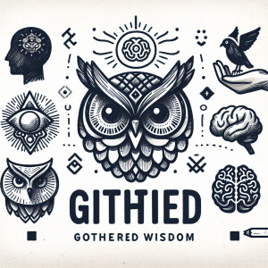 Logo for “gathered wisdom” featuring a symbol of wisdom like an...