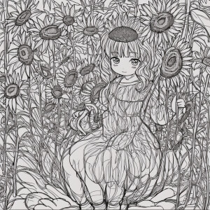 Coloring coloring book page for kids, a little girl was super cu...
