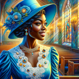 A spiritually enriching illustration portrays an African America...