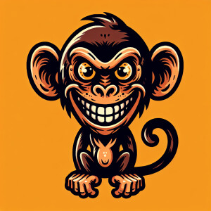 Cartoonish rat fink evil  monkey with bulging eyes