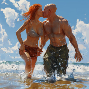 A photorealistic high resolution image. Light ginger haired fema...