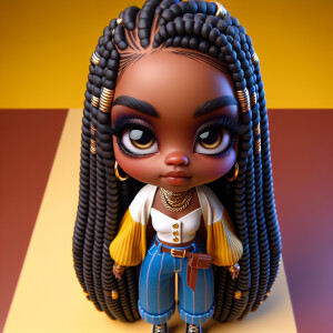 Create a highly-detailed, chibi-style character with African Ame...