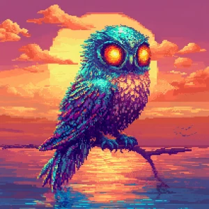 A 16-bit pixel art portrait of a bizarre alien hybrid—half metal...