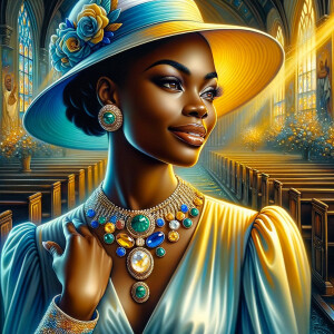A spiritually enriching illustration portrays an African America...