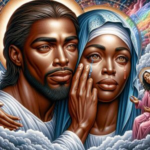 Ensure that the image distinctly represents both Jesus Christ an...
