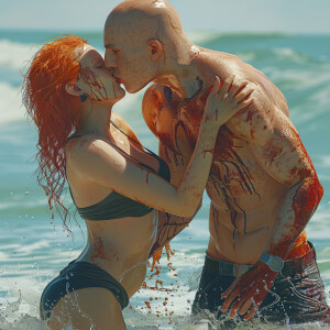 A photorealistic high resolution image. Light ginger haired fema...