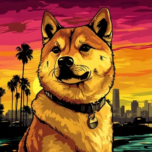 MEME DOGE in GTA art style —  — in the style of a Grand Theft Au...