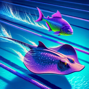 Realistic 
purple neon green piranha
Sting ray
Swimming race
Swi...