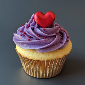Create an image of a solitary cupcake featuring a voluminous swi...