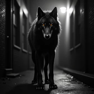 A nocturnally elegant werewolf, its fur a symphony of shadows an...