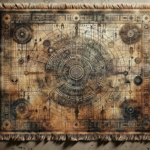 Alien map on weathered canvas
