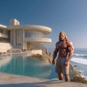 A hyper-realistic, eye-level exterior photograph of a mid-centur...