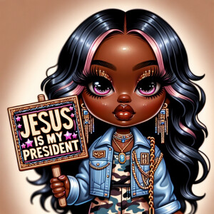Create a chibi-style digital illustration of an African American...