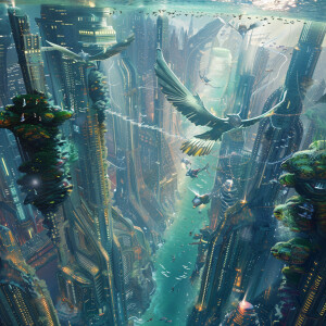 Imagine a utopian future of sea moss and winged gods and goddess...