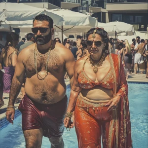 realism,a muscular beefy criminal man walking with his sweaty ka...