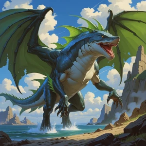 **dnd bestiary , a fierce beast that's part shark part dragon wi...