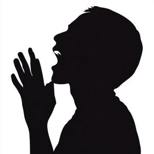 Design a black silhouette depicting the side profile of an indiv...