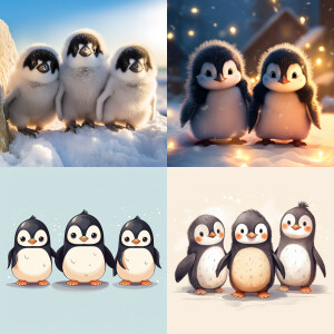 Cute pack of pinguins