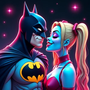 Batman and Harley Quinn in love,Psychedelic and Eclectic; Chroma...