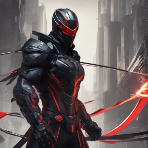 Concept sketch style "In a futuristic world, a ninja warrior kno...