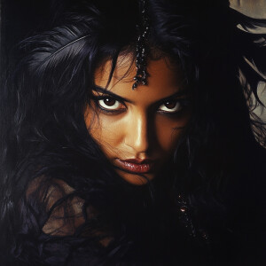 Masterpiece portrait of Indian woman dressed as the vigilante Th...