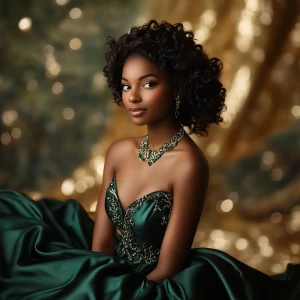 A captivatingly beautiful woman with light, flawless skin, radia...