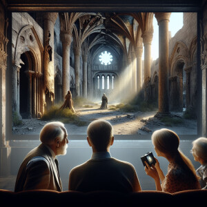2 guys and 2 girls are looking at the screen. Which depicts the...