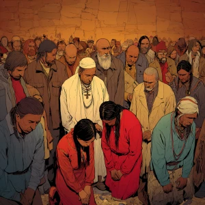 Christians, Muslims, Jews, and Native Americans praying together...