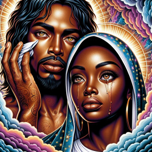 Ensure that the image distinctly represents both Jesus Christ an...