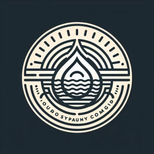 A circular emblem featuring a stylized raindrop in the center, surrounded by clean, concentric lines that mimic ripples in water. The outer edge of the badge includes the company name in a modern, sans-serif typeface, evenly spaced along the curved border. Subtle accents, such as faint gradients on the raindrop and a slight metallic sheen on the text, give the emblem a polished, contemporary feel while maintaining a sense of simplicity and balance