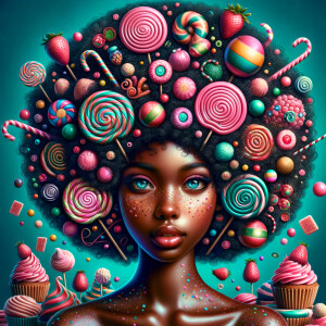 A digital portrait of an African-American girl with an elaborate...