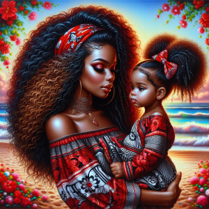 A tender depiction of a Bohemian mother with her child, both sty...