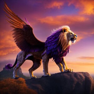 Design an image of a majestic Leagle, a lion-eagle hybrid, posse...
