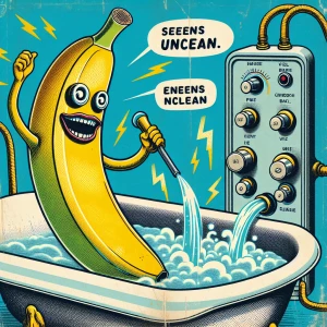 Anthro dirty banana running bath water,bizarre, electrifying