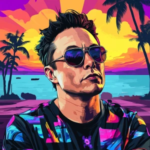 Elon Musk in GTA art style, Make love, in the style of a Grand...