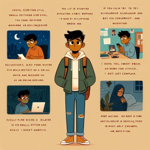 Rehan tuh anak rantau.
Kuliah sambil kerja part time, kadang ng...