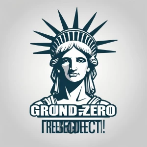 Create a symmetrical logo featuring the phrase "GROUND ZERO PROJ...