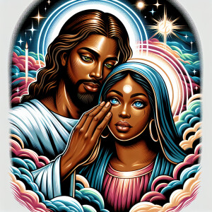 Ensure that the image distinctly represents both Jesus Christ an...