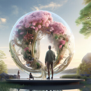 Create an ultra high resolution 3D image featuring a man and a w...