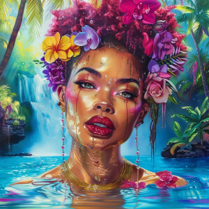 A 4K glossy oil painting hyper-realistic image of a large full-f...