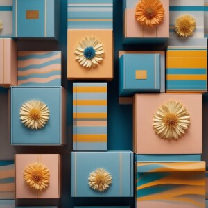 Illustration of abstract art ther are 6 boxes ea containing diff...