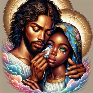 Ensure that the image distinctly represents both Jesus Christ an...