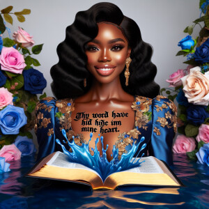 Create an image of an ultra-light-skinned African-American woman...