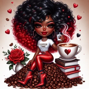 A stylish, whimsical digital airbrush illustration of an Afro La...