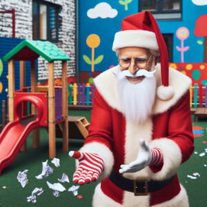 Santa littering at a preschool