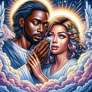 Ensure that the image distinctly represents both Jesus Christ an...