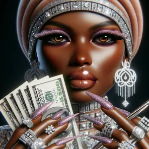 A breathtaking hyper-realistic digital artwork of A glamorous Af...