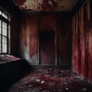 "In the dim, flickering light, the scene unfolds like a ghastly...